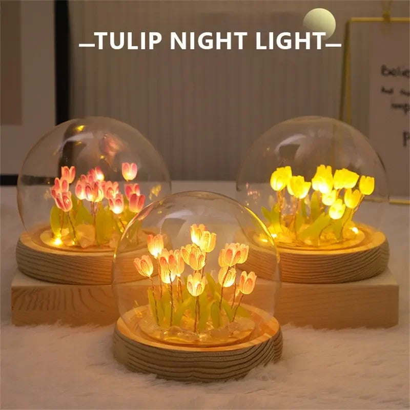 DIY Tulip Night Light - Handmade Glass Dome Bedside Lamp - Brightside Desk Co.